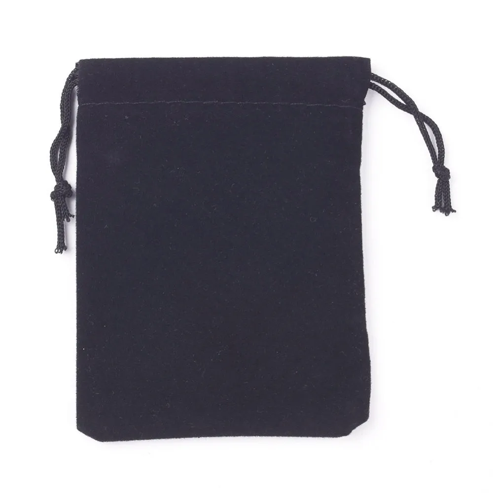 10 pc Velvet Cloth Drawstring Bags, Jewelry Bags, Christmas Party Wedding Candy Gift Bags, Black, 9x7cm