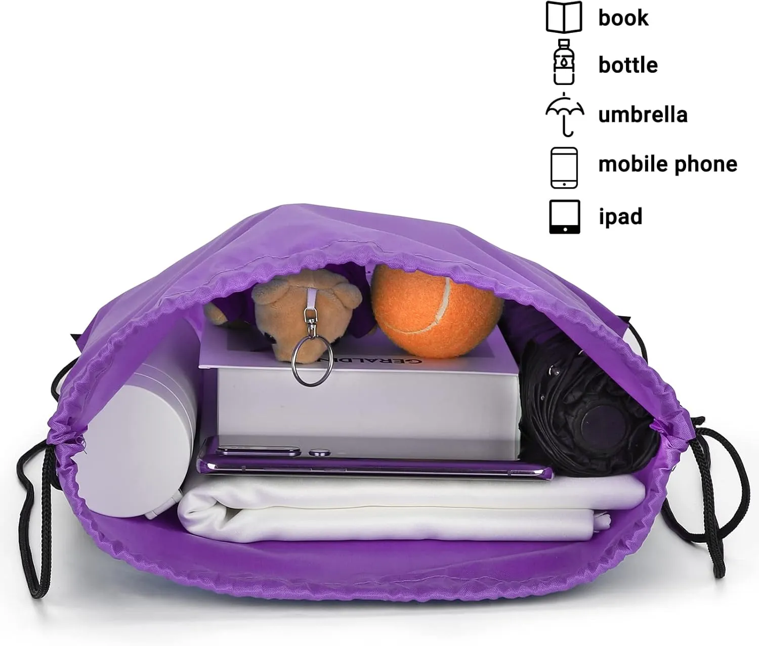 12 Pieces Purple Drawstring Bags, 13x17 Inch Polyester Non-nylon Sport Cinch Bags, Bulk Draw String Backpack Sport Storage Bags for Men Women Gym Trip Party Favors Gift