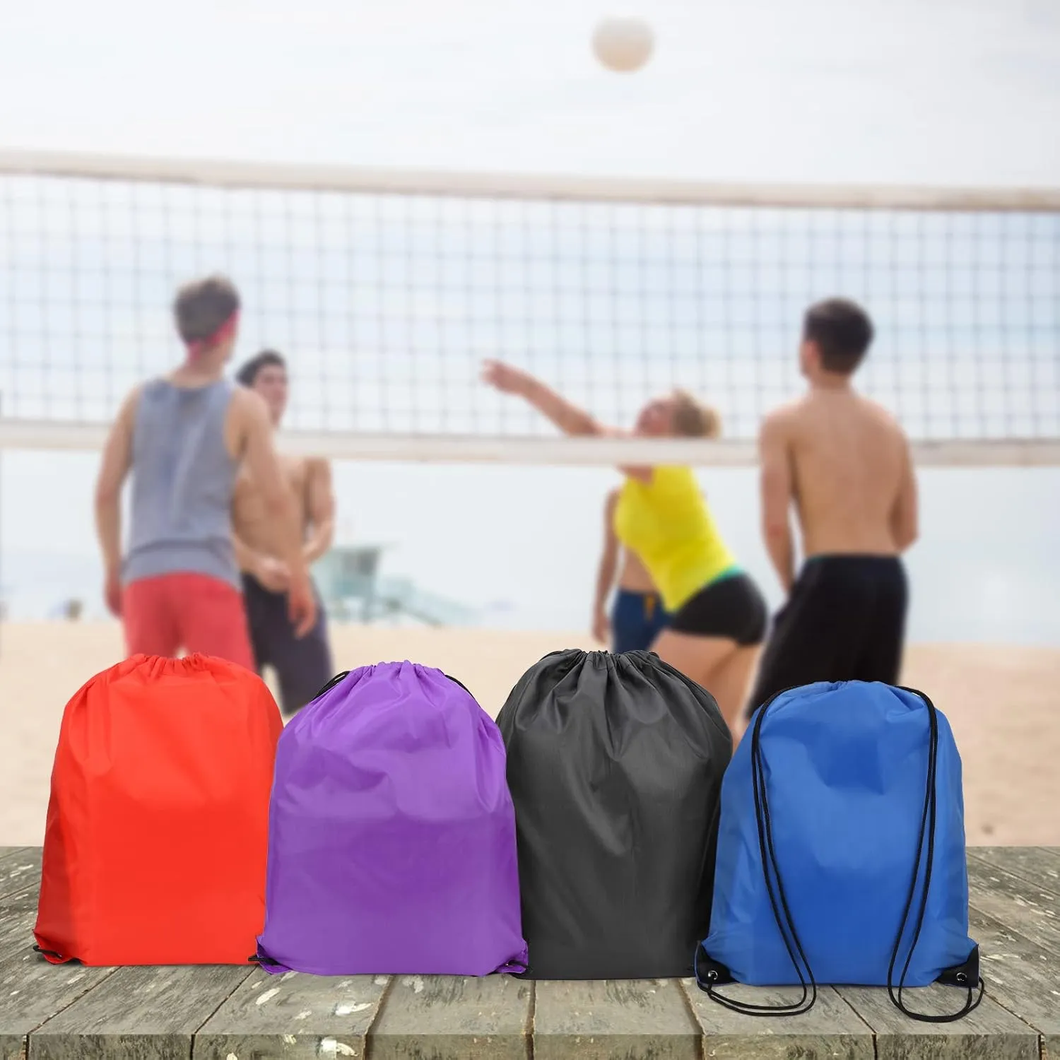 12 Pieces Purple Drawstring Bags, 13x17 Inch Polyester Non-nylon Sport Cinch Bags, Bulk Draw String Backpack Sport Storage Bags for Men Women Gym Trip Party Favors Gift