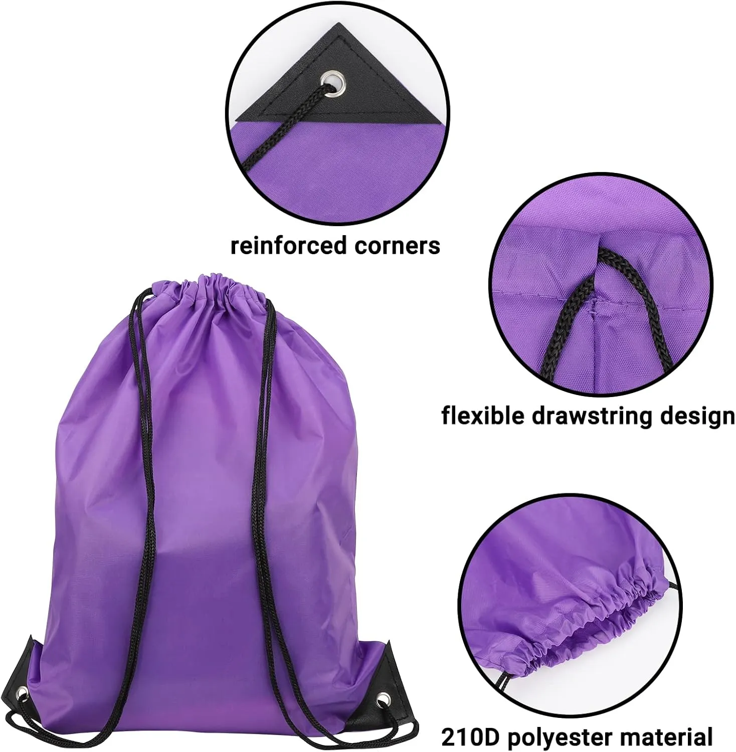 12 Pieces Purple Drawstring Bags, 13x17 Inch Polyester Non-nylon Sport Cinch Bags, Bulk Draw String Backpack Sport Storage Bags for Men Women Gym Trip Party Favors Gift