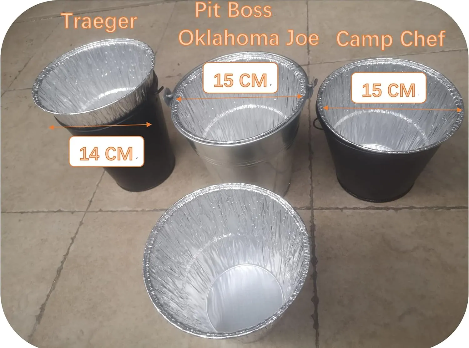 16-Pack Professional Lines Replacement for Camp Chef, Pit boss, Oklahoma Joe's etc Pullet Grill Drip Tray Grease Bucket Liners Foil Tray