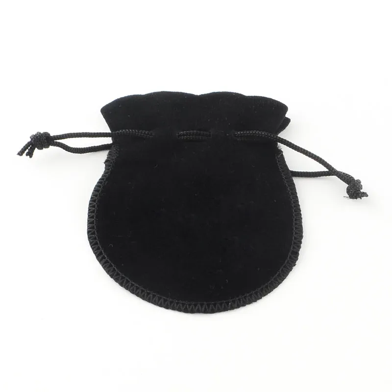 20 pc Velvet Bags, Calabash Shape Drawstring Jewelry Pouches, Black, 9x7cm