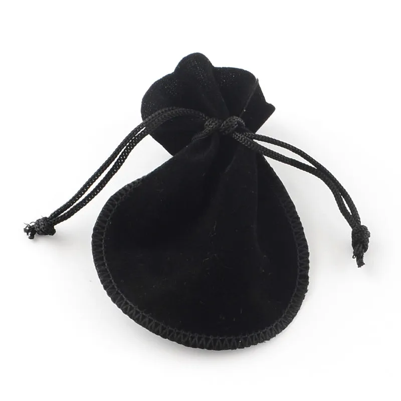 20 pc Velvet Bags, Calabash Shape Drawstring Jewelry Pouches, Black, 9x7cm