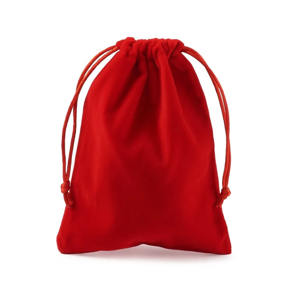 20 pc Velvet Jewelry Bags, Mother's Day Bags, Dark Red, 16x12cm