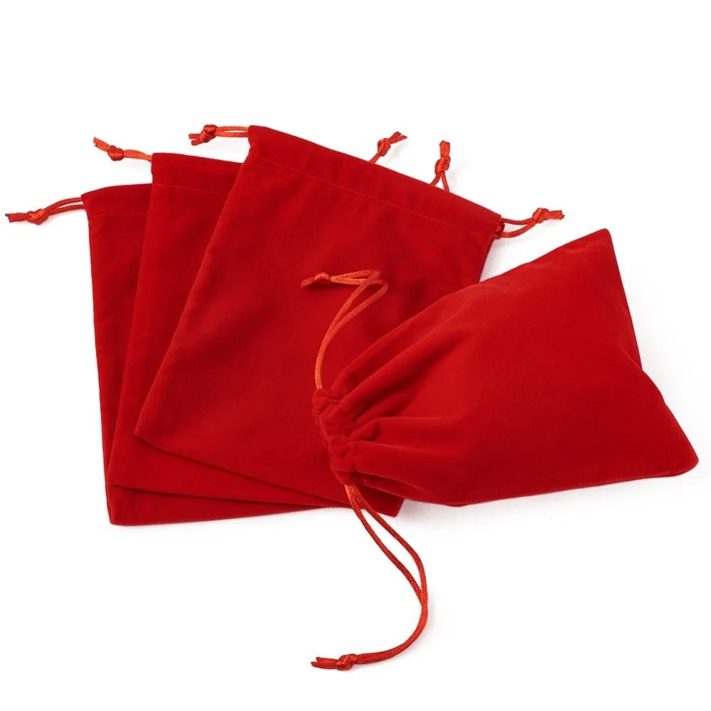 20 pc Velvet Jewelry Bags, Mother's Day Bags, Dark Red, 16x12cm
