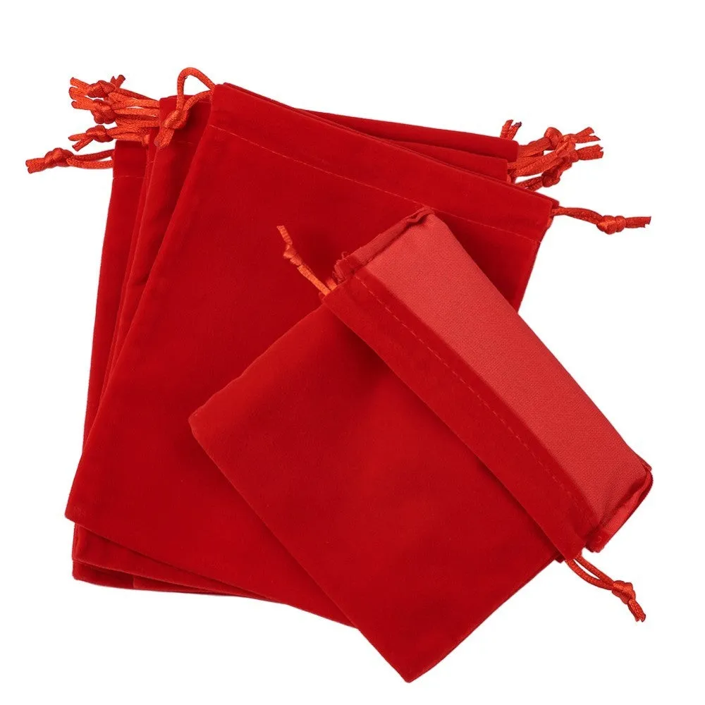20 pc Velvet Jewelry Bags, Mother's Day Bags, Dark Red, 16x12cm