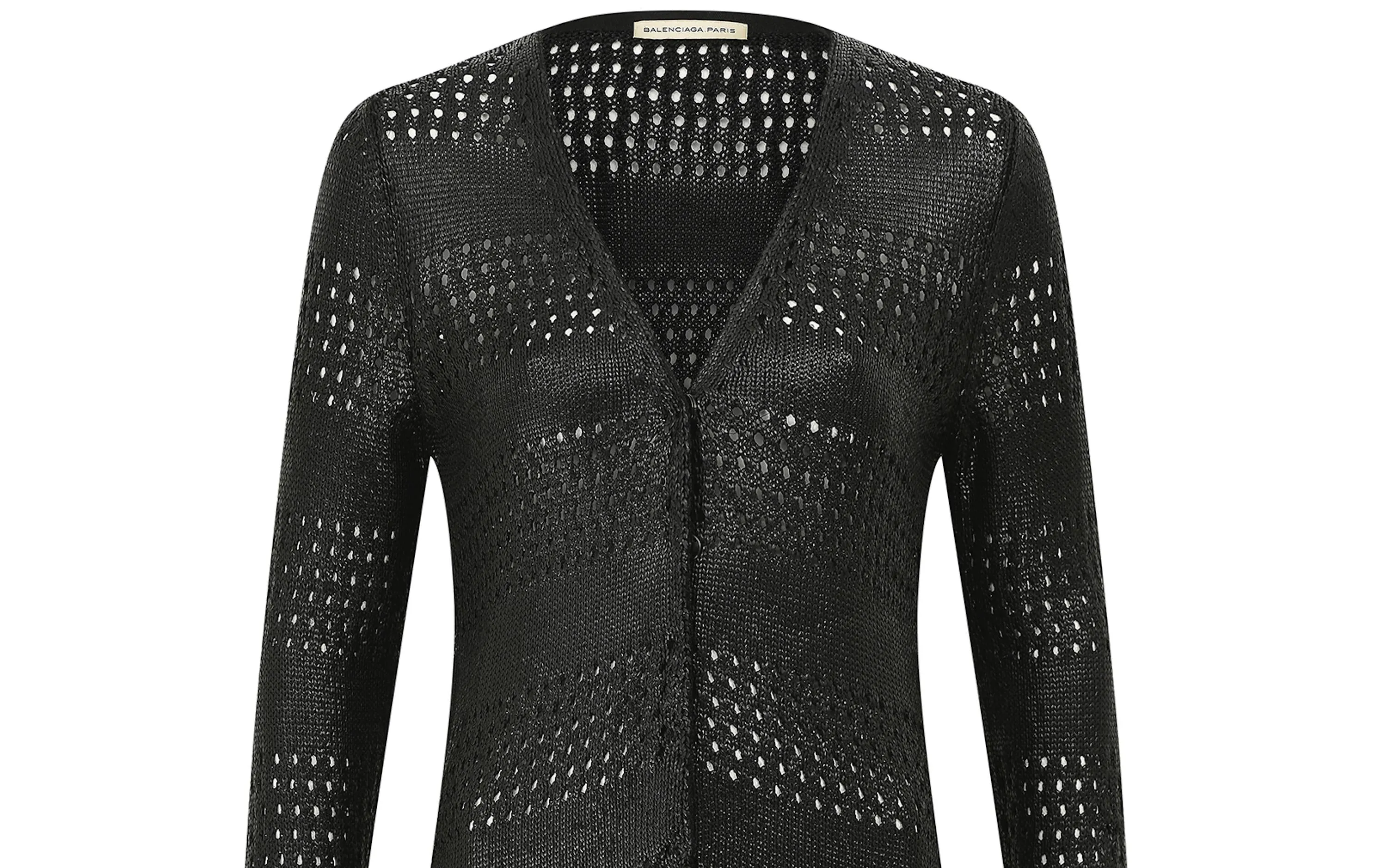 2010 Balenciaga Textured Black Knit Long Cardigan