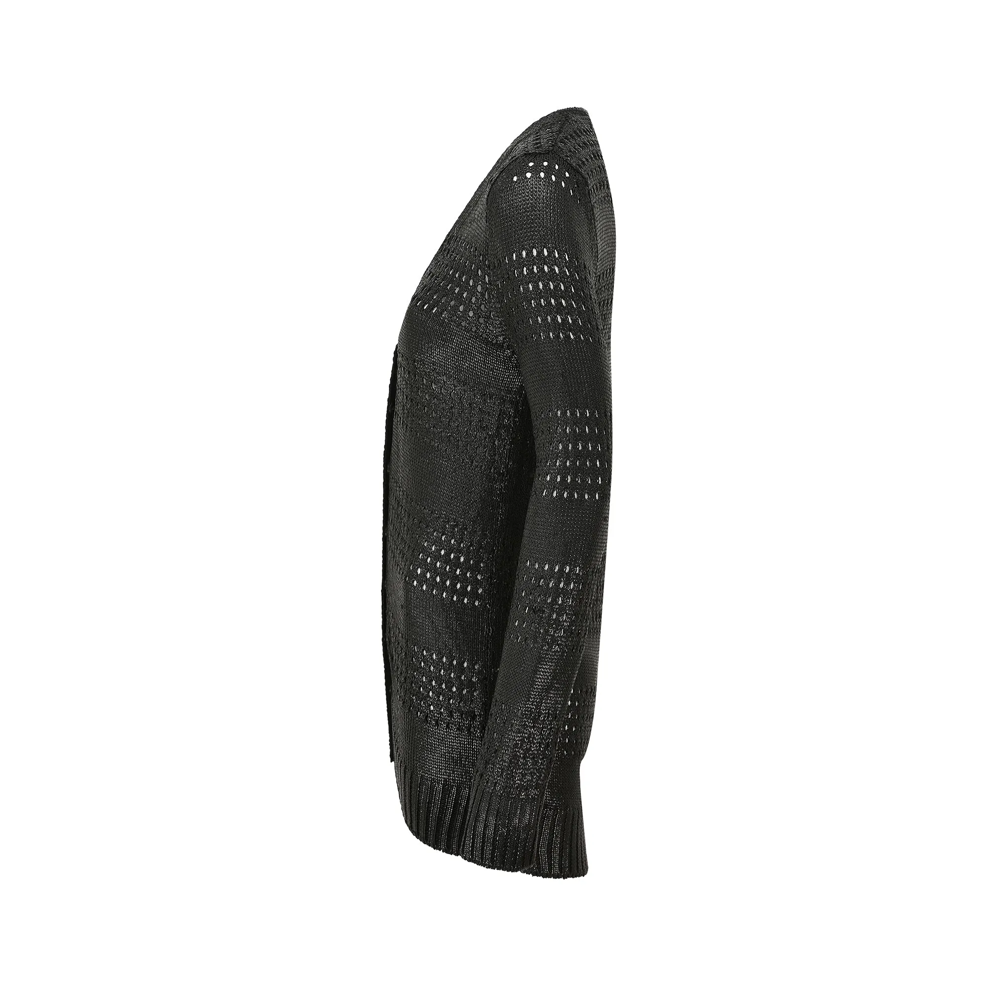 2010 Balenciaga Textured Black Knit Long Cardigan