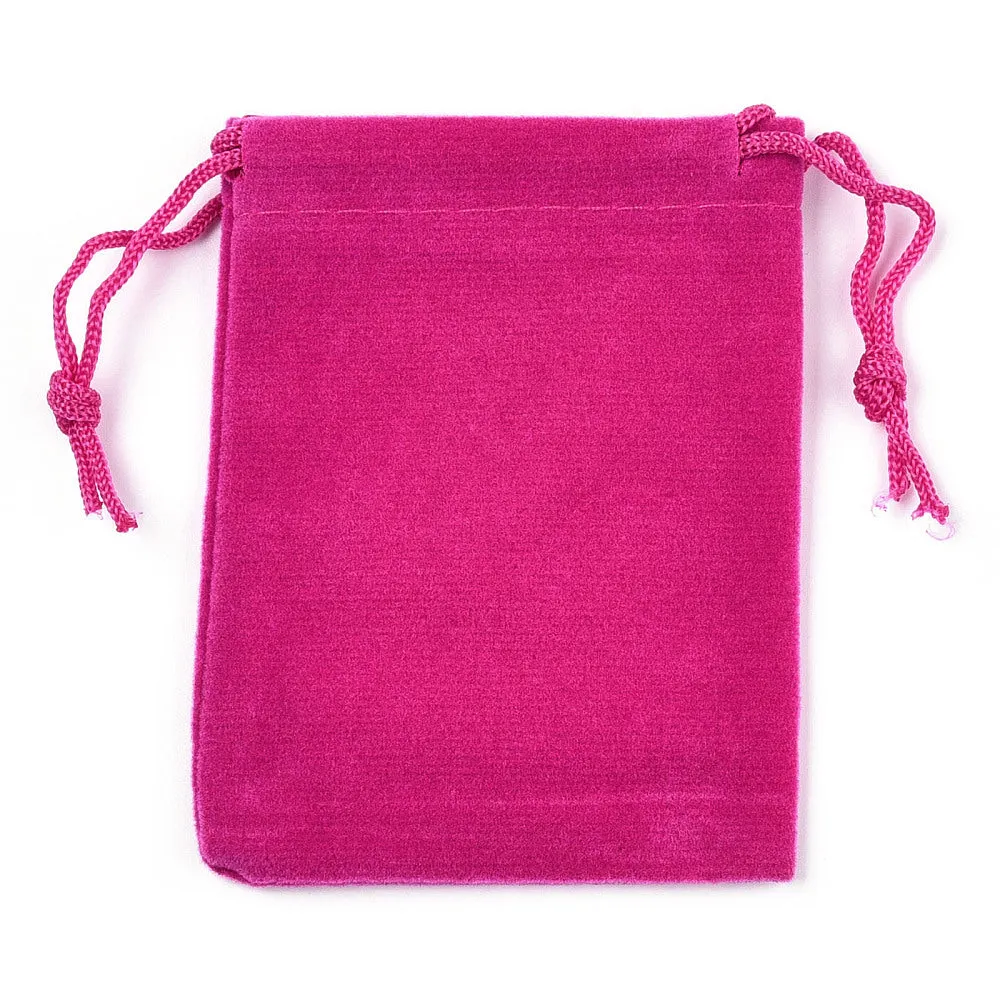 50 pc Rectangle Velvet Pouches, Gift Bags, Camellia, 9x7cm