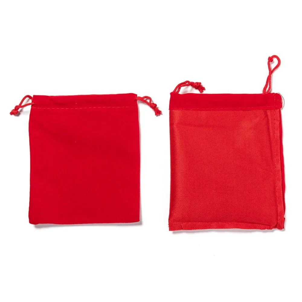 50 pc Rectangle Velvet Pouches, Gift Bags, Red, 12x10cm