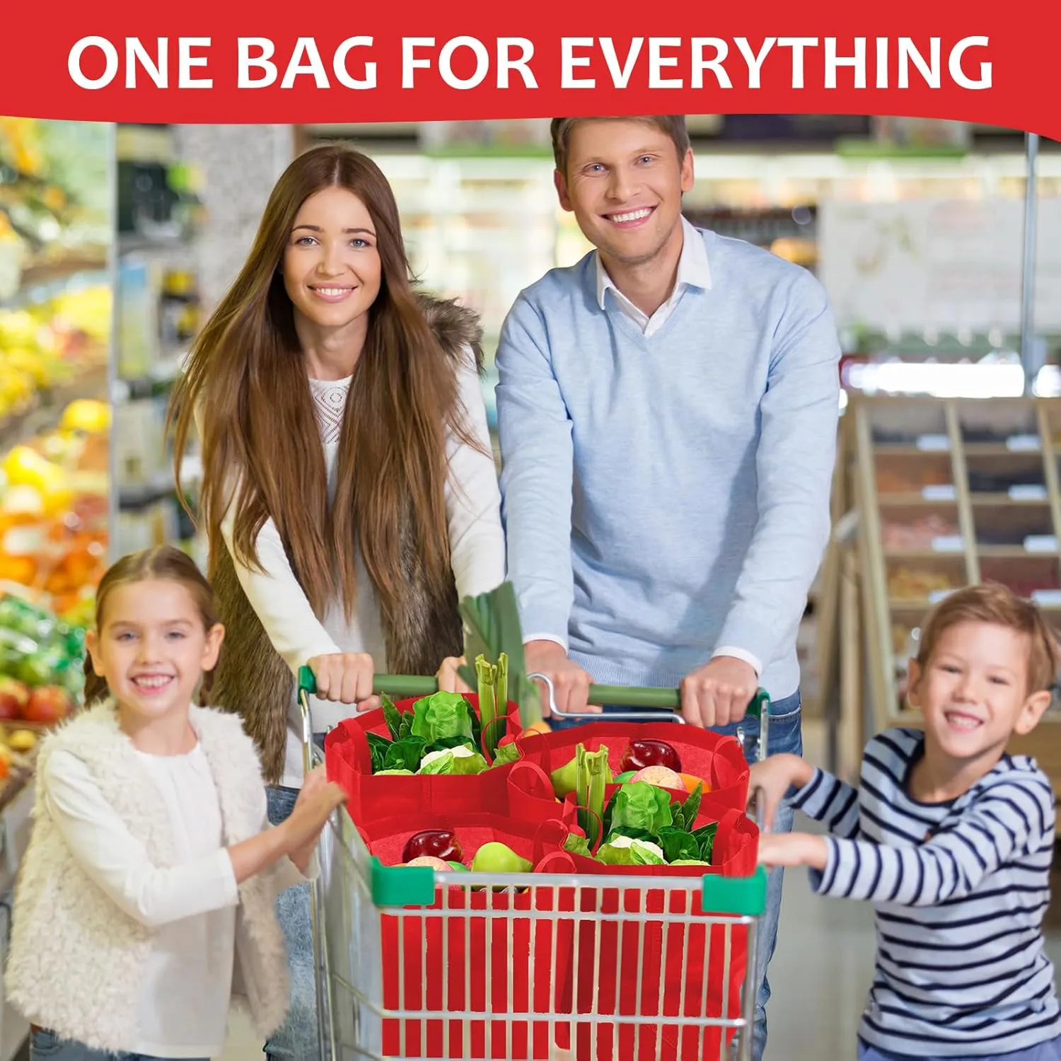 50 Pcs Reusable Tote Bag with Handles Bulk Extra Large Non Woven Grocery Shopping Bags for Boutiques Retail Store(Red)