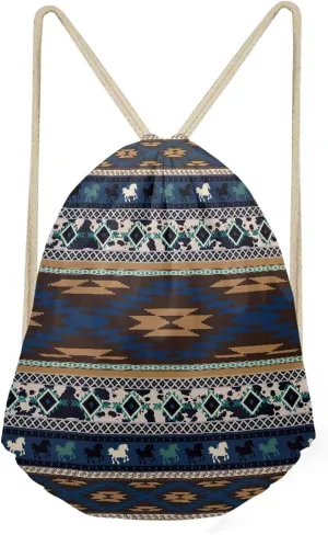 Aztec Style Drawstring Bags Unique Party Favors Bag String Bags Small Cinch Bags Candy Snack Storage Bag Travel Camping Drawstring