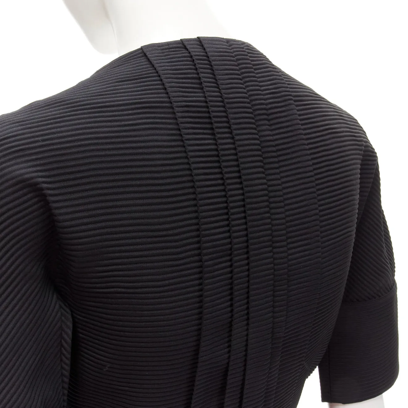 BALENCIAGA 2009 plunge neckline button front gathered pleat short dress FR36 S