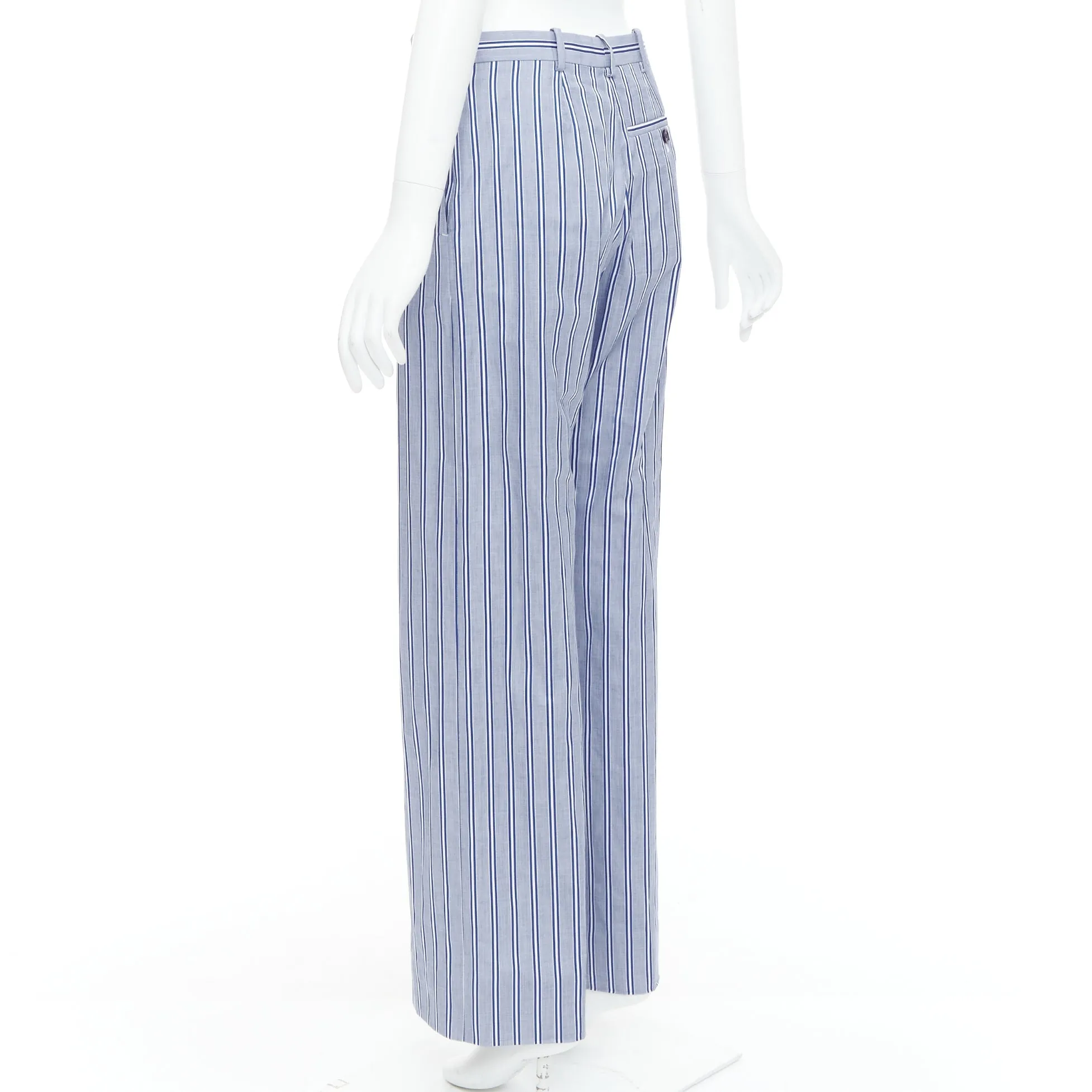 BALENCIAGA 2016 blue white striped cotton casual pajama pants FR34 XS