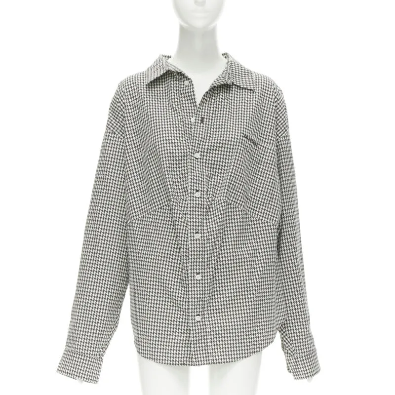 BALENCIAGA 2020 houndstooth logo embroidered pocket Swing shirt FR36 XS