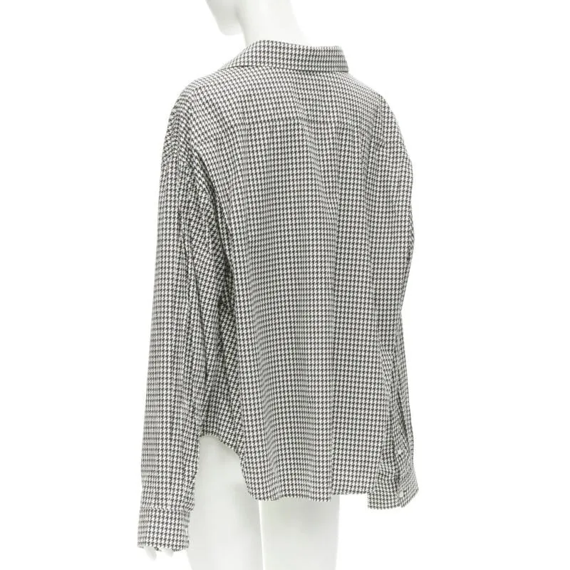 BALENCIAGA 2020 houndstooth logo embroidered pocket Swing shirt FR36 XS