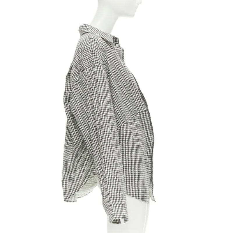 BALENCIAGA 2020 houndstooth logo embroidered pocket Swing shirt FR36 XS