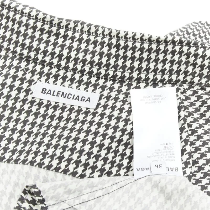 BALENCIAGA 2020 houndstooth logo embroidered pocket Swing shirt FR36 XS