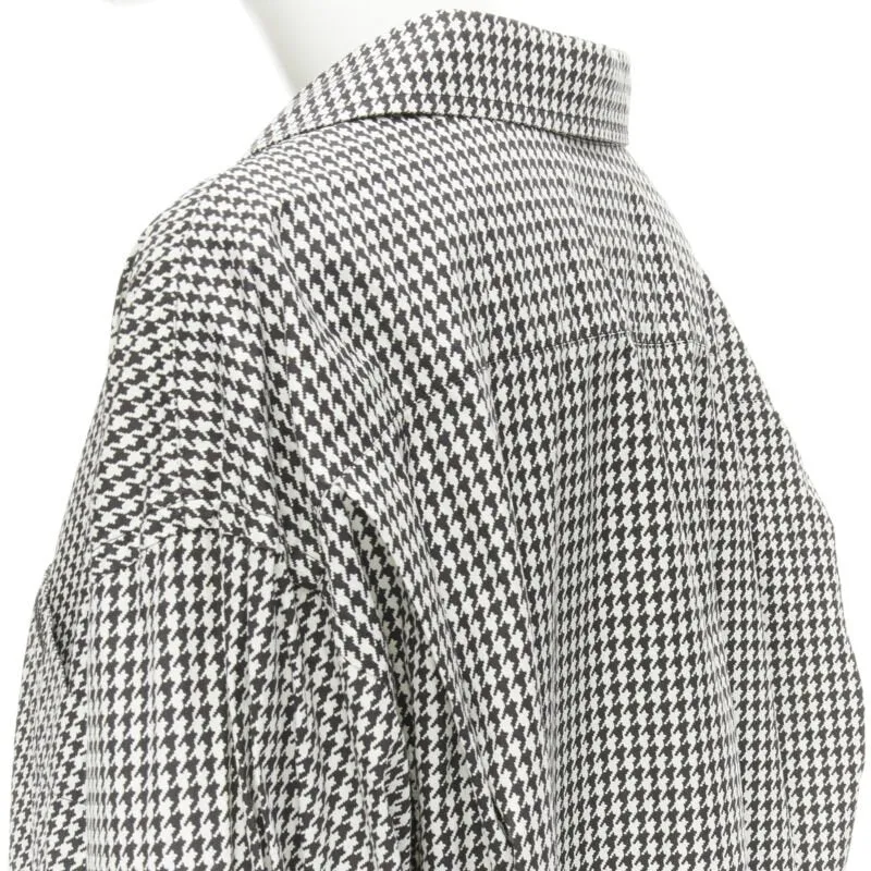 BALENCIAGA 2020 houndstooth logo embroidered pocket Swing shirt FR36 XS
