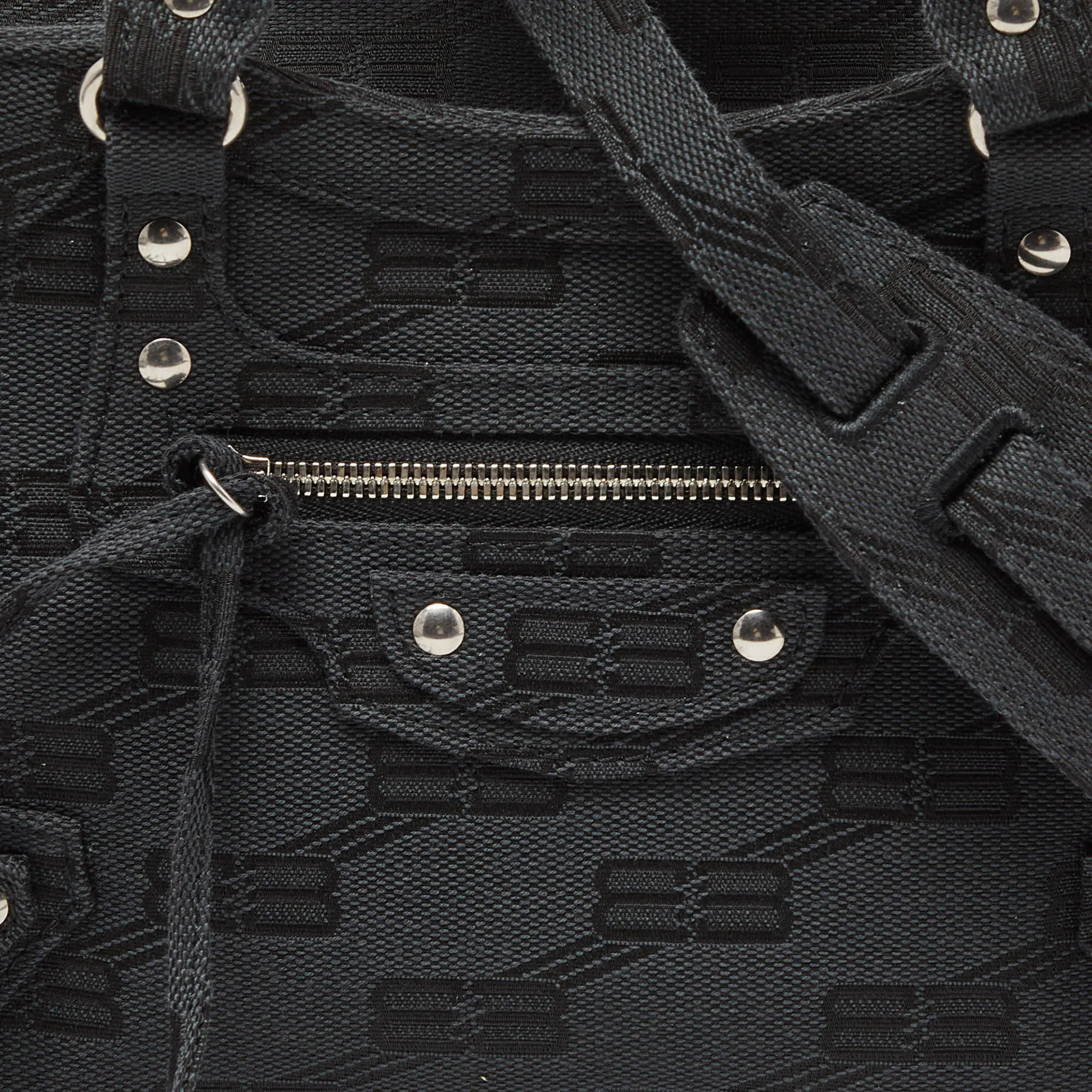 BALENCIAGA Black BB Monogram Canvas XS Neo Cagole Bag