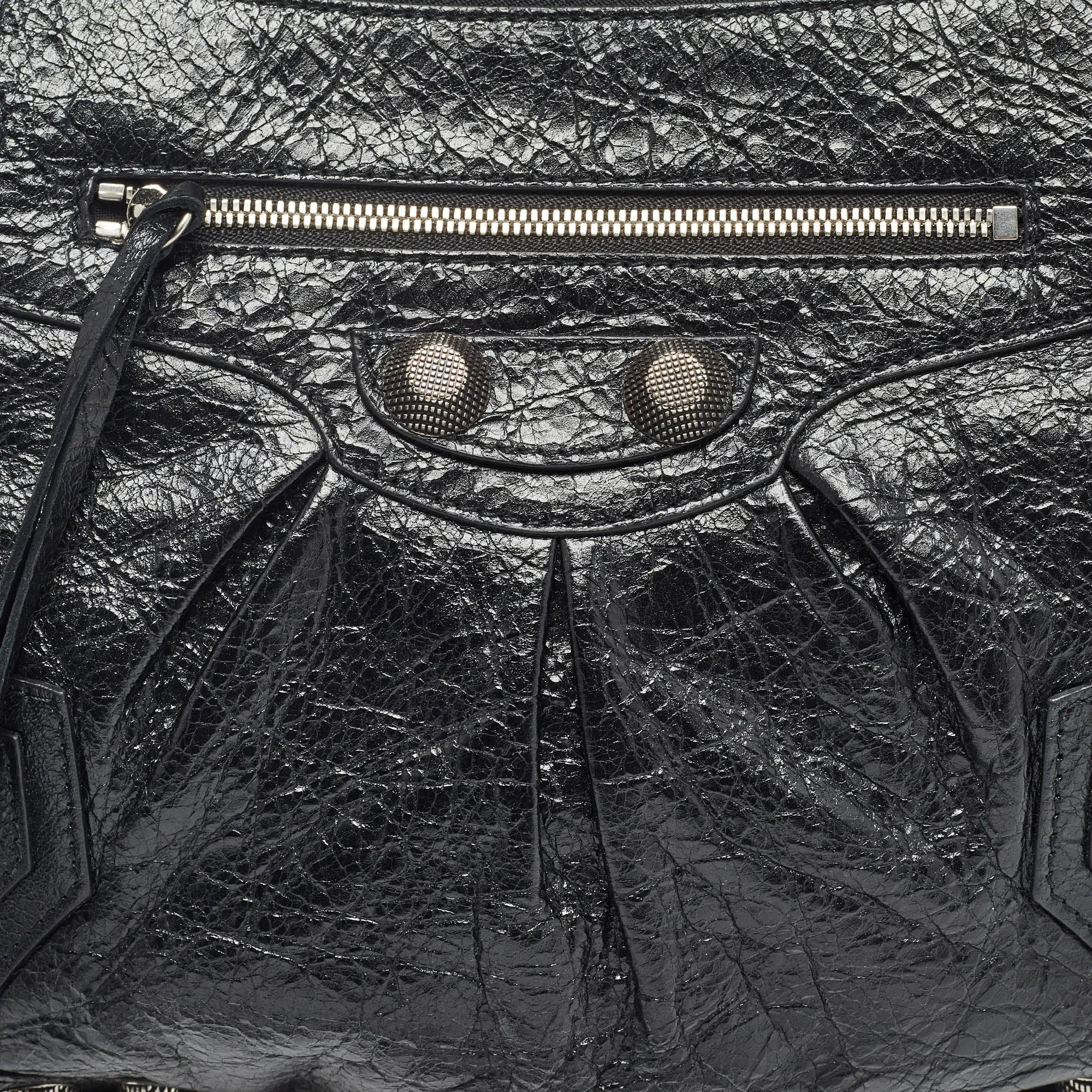 BALENCIAGA Black Leather SGH Flat Wristlet Clutch