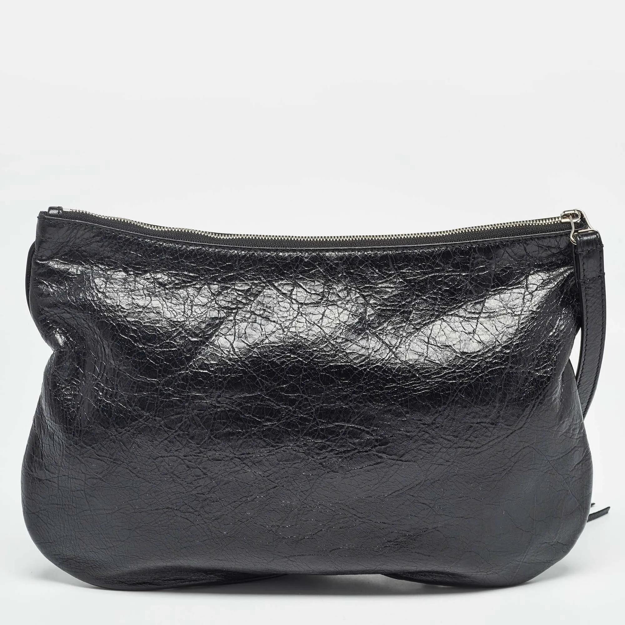 BALENCIAGA Black Leather SGH Flat Wristlet Clutch