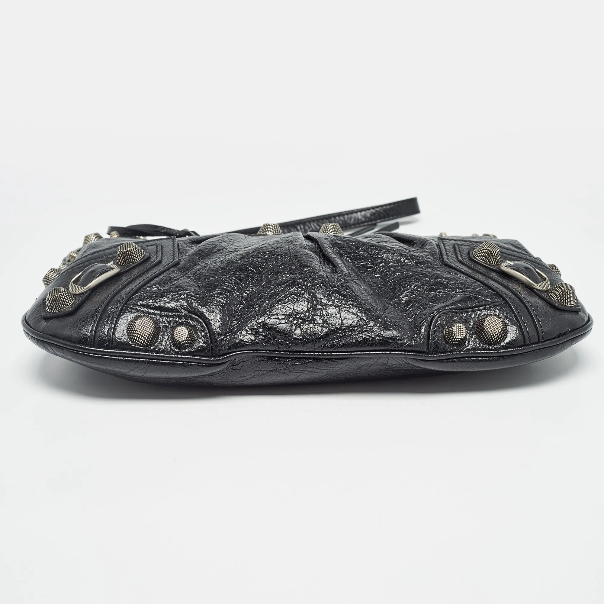 BALENCIAGA Black Leather SGH Flat Wristlet Clutch