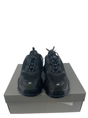 Balenciaga Black Suede 'Triple S' Trainers - UK 7
