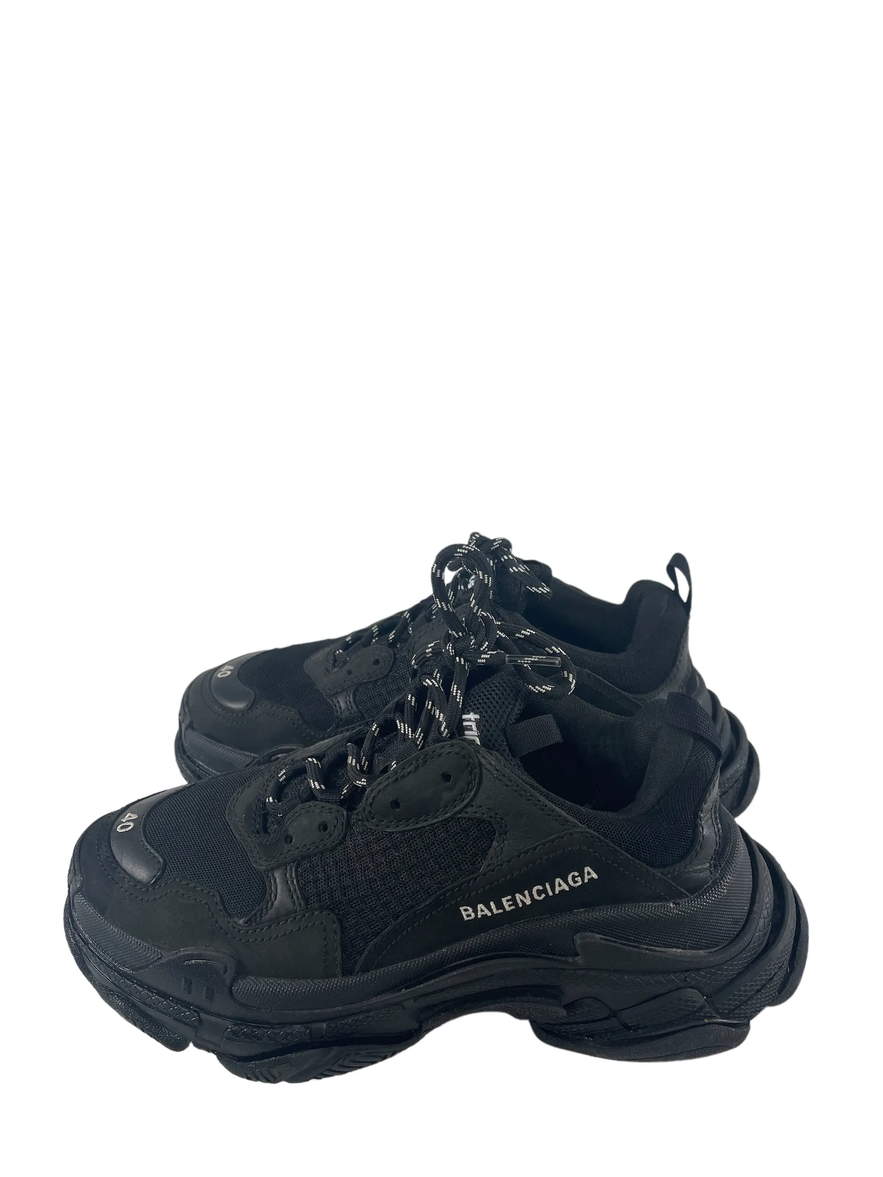 Balenciaga Black Suede 'Triple S' Trainers - UK 7