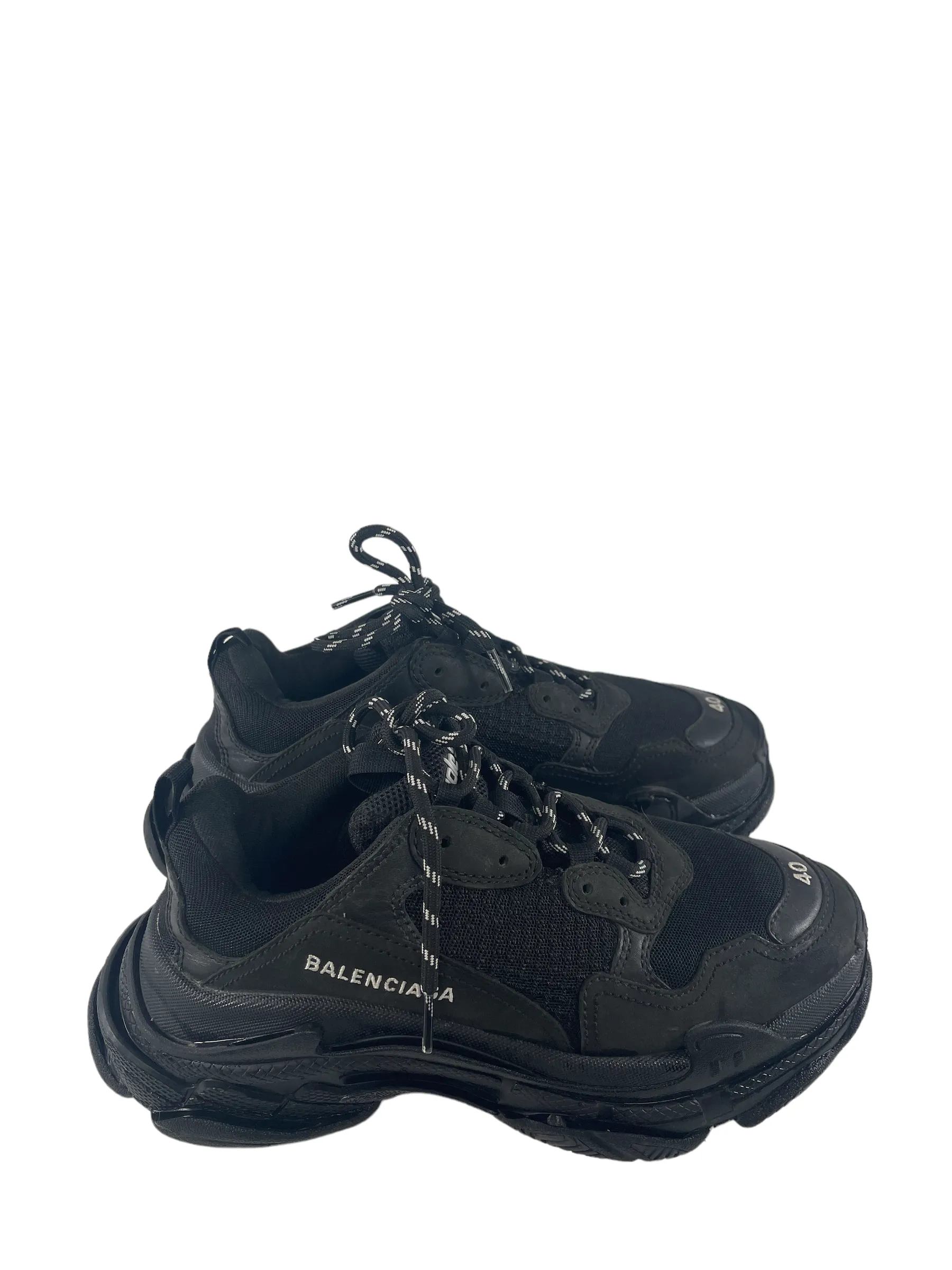 Balenciaga Black Suede 'Triple S' Trainers - UK 7