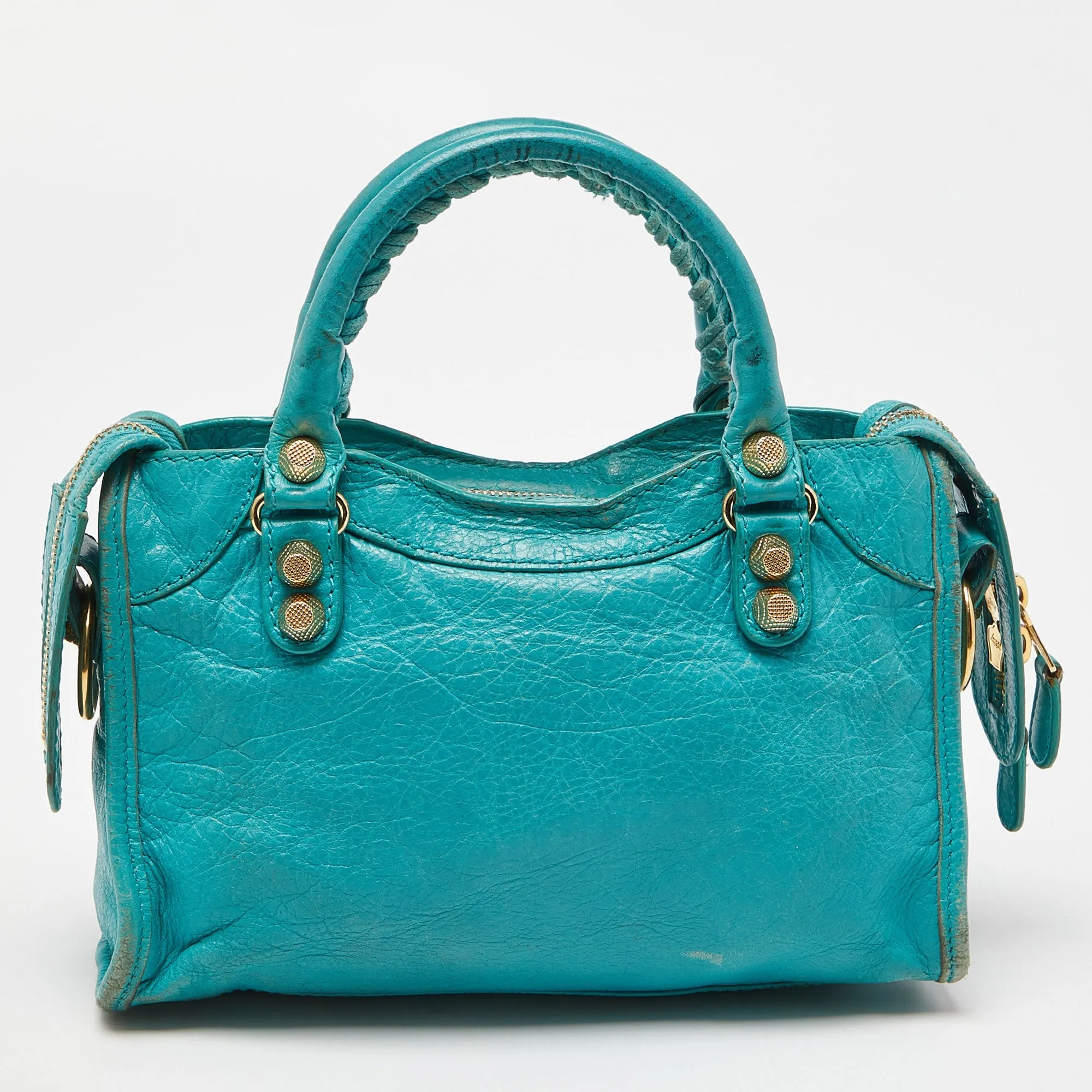 BALENCIAGA Bleu Tropical Leather Mini Classic City Bag