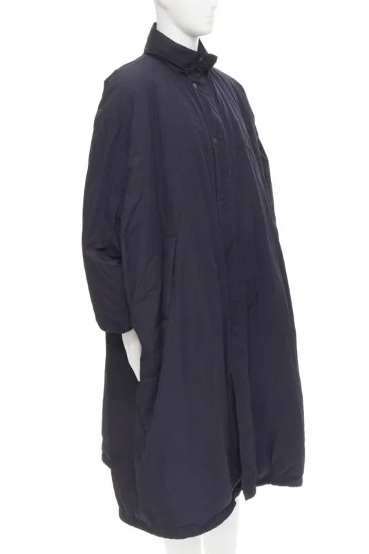 BALENCIAGA Demna 2018 navy blue padded logo cotton lined puffer coat IT46 XS