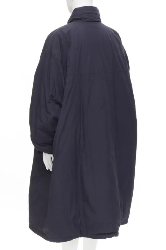 BALENCIAGA Demna 2018 navy blue padded logo cotton lined puffer coat IT46 XS
