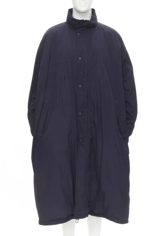 BALENCIAGA Demna 2018 navy blue padded logo cotton lined puffer coat IT46 XS