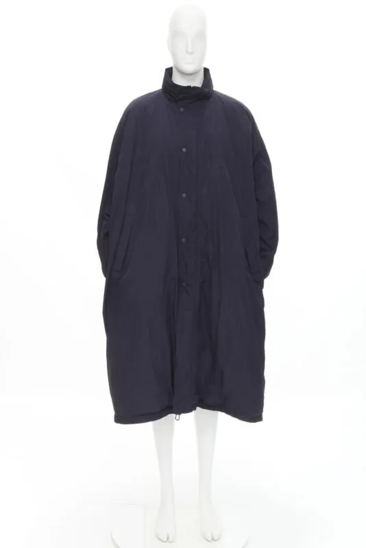 BALENCIAGA Demna 2018 navy blue padded logo cotton lined puffer coat IT46 XS