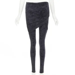 BALENCIAGA Demna 2019 black crushed velvet draped front legging FR36 S