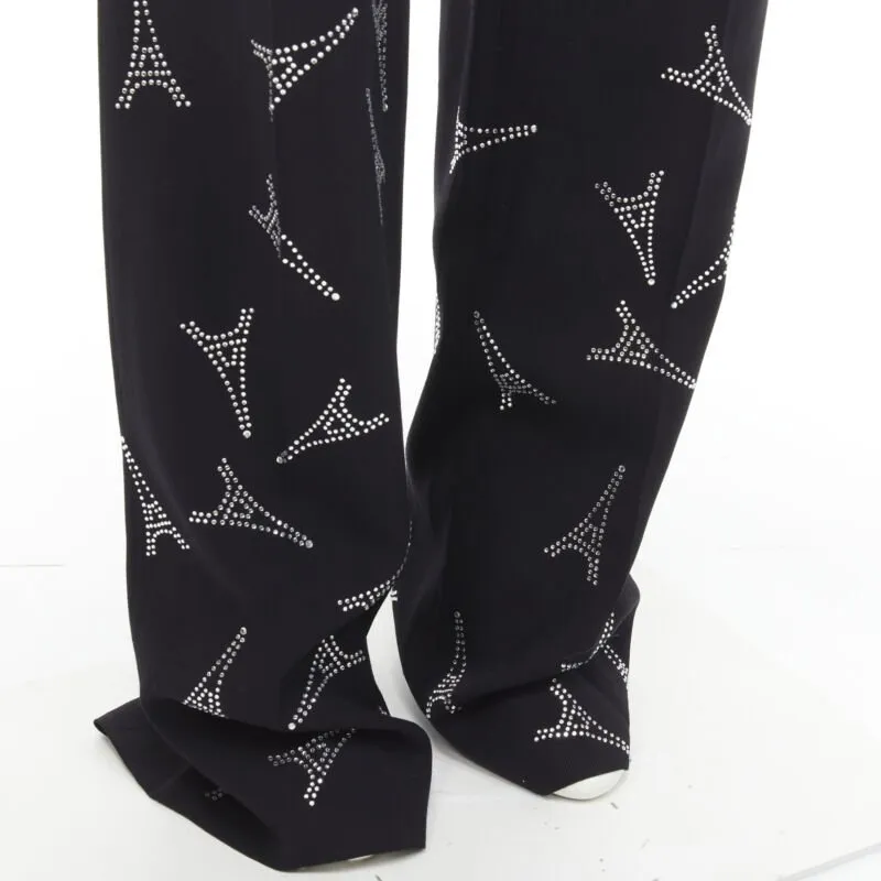 BALENCIAGA Demna 2019 Runway Eiffel Tower crystal trousers pants IT48 M