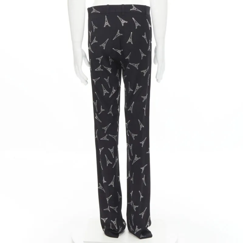 BALENCIAGA Demna 2019 Runway Eiffel Tower crystal trousers pants IT48 M
