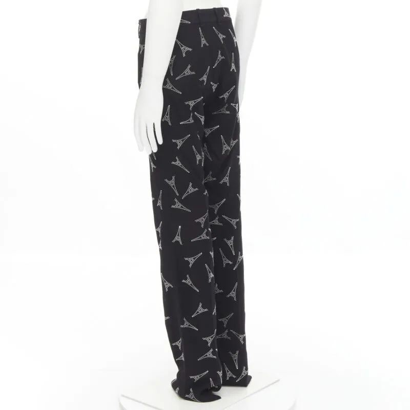 BALENCIAGA Demna 2019 Runway Eiffel Tower crystal trousers pants IT48 M
