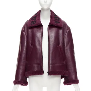 BALENCIAGA Demna 2020 burgundy shearling collar cocoon biker bomber XS