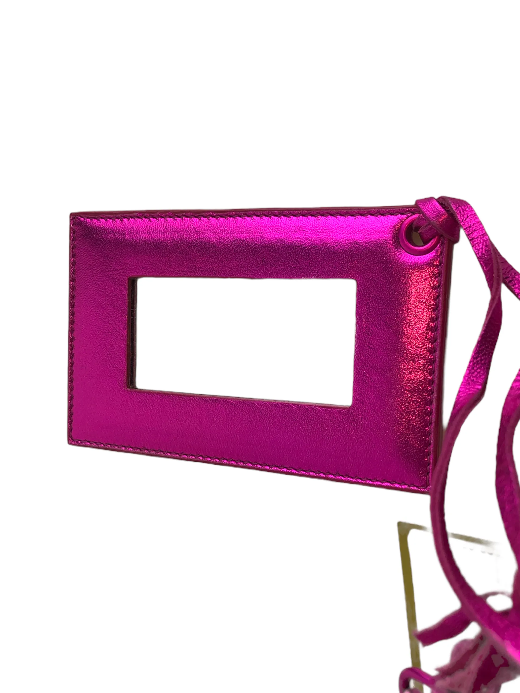 Balenciaga Neon Pink Metallic "Neo" Handbag w/ Detachable Shoulder Strap