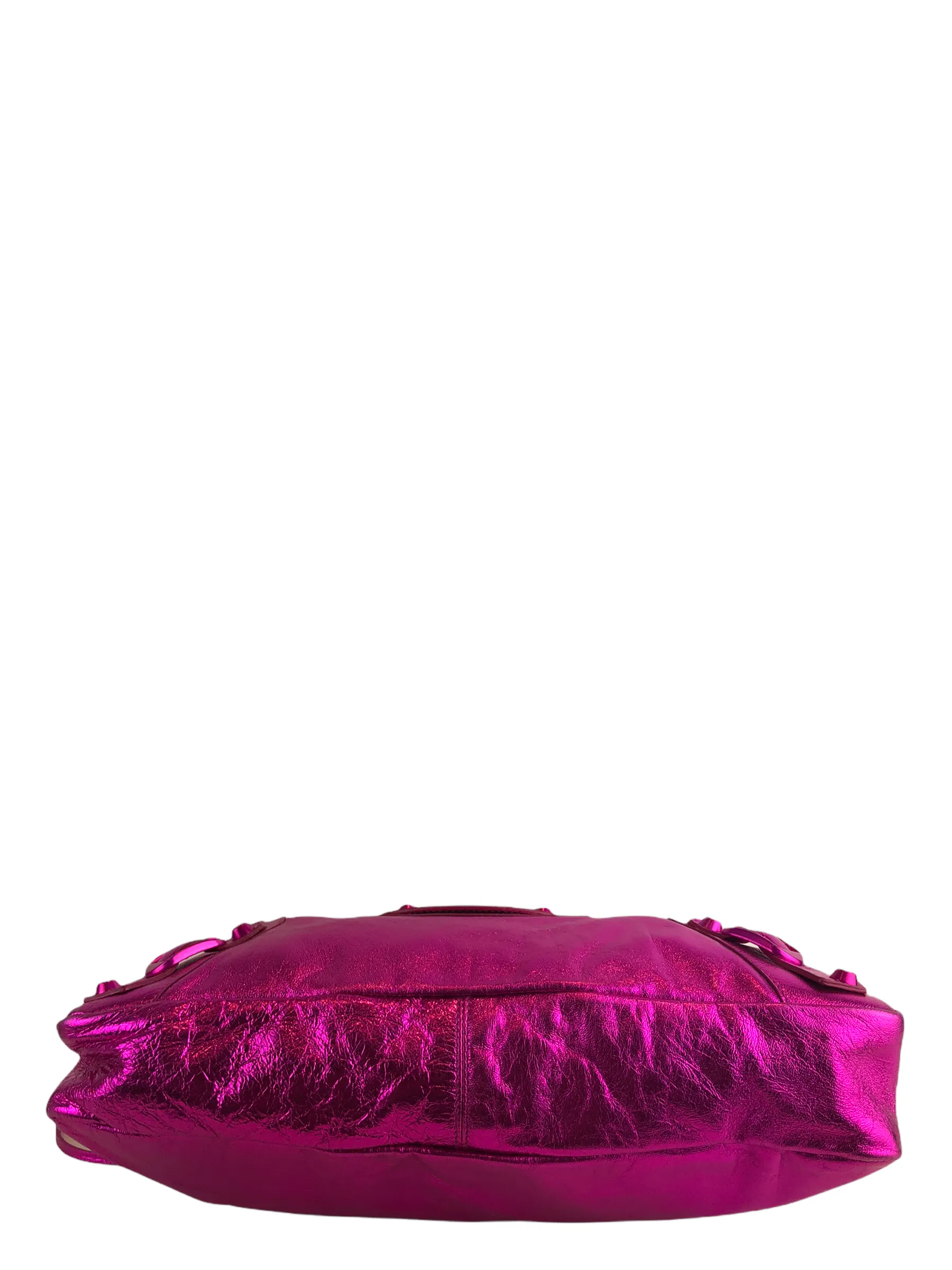 Balenciaga Neon Pink Metallic "Neo" Handbag w/ Detachable Shoulder Strap