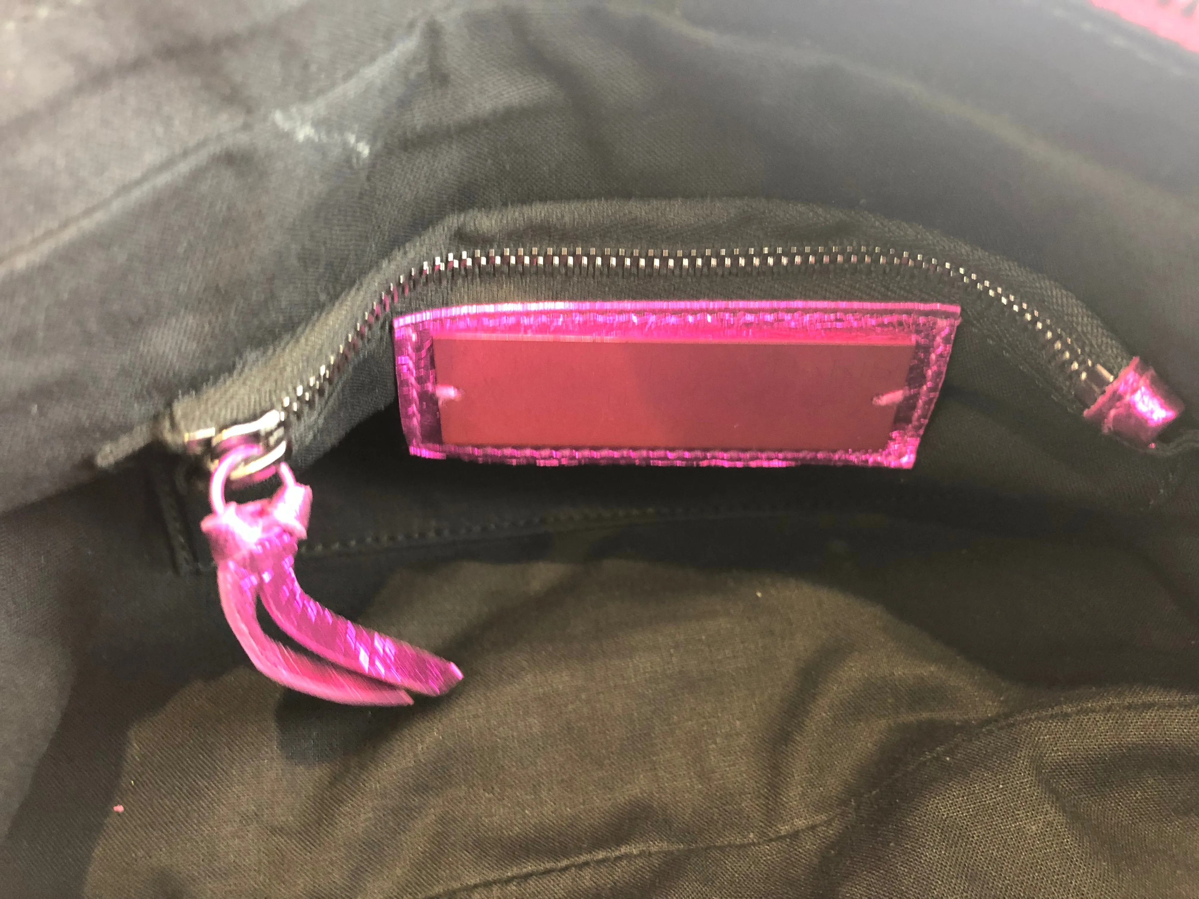 Balenciaga Neon Pink Metallic "Neo" Handbag w/ Detachable Shoulder Strap