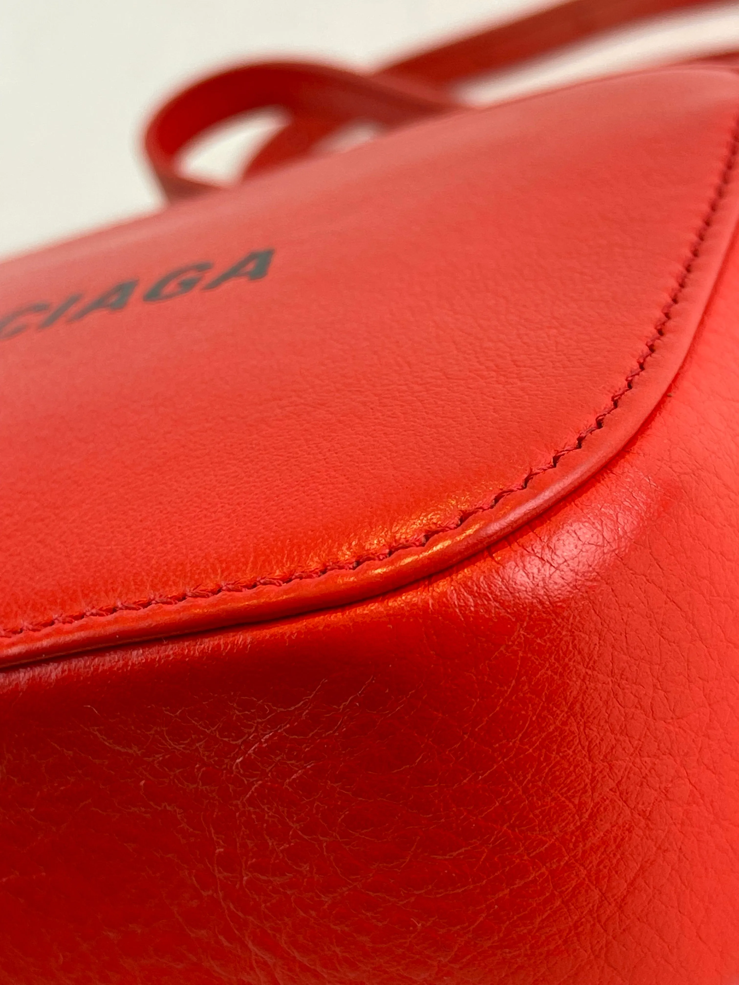 Balenciaga Red Leather “Everyday Camera Bag” Crossbody