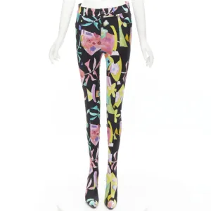 BALENCIAGA Runway Demna Pantashoe black floral heel boots pants IT38 EU37