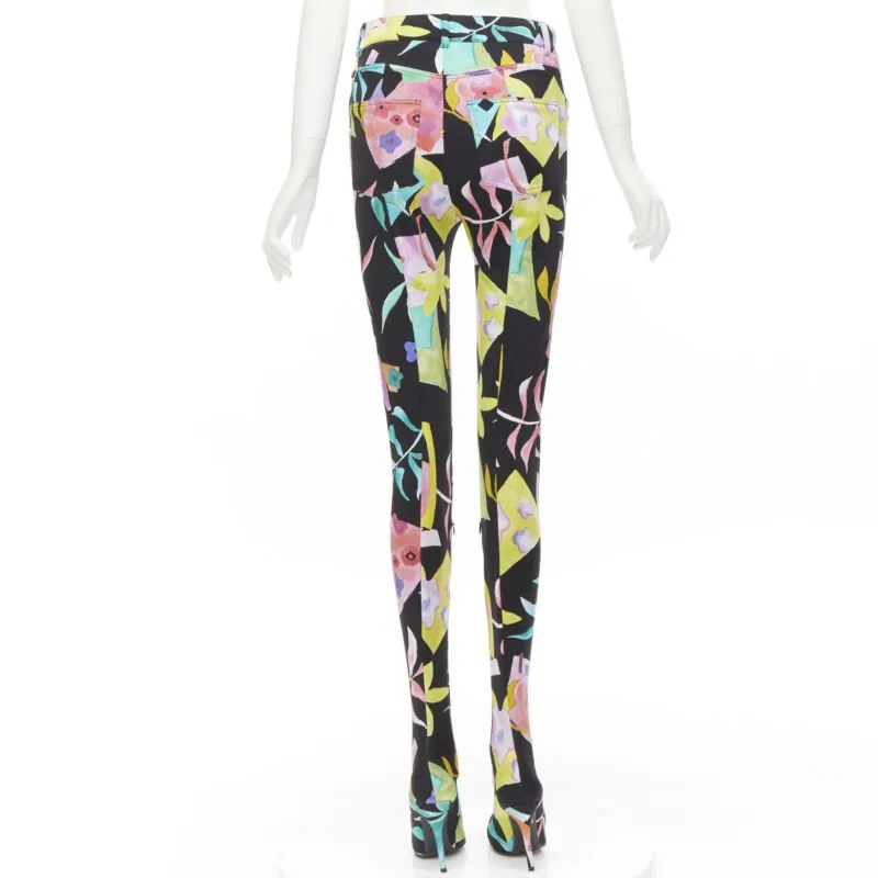BALENCIAGA Runway Demna Pantashoe black floral heel boots pants IT38 EU37