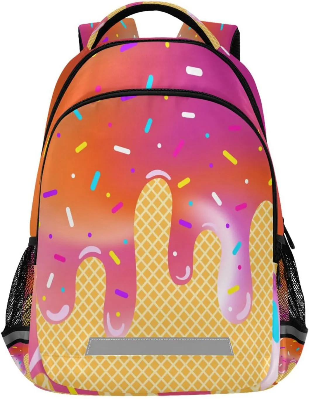 Beautiful Gradient Ice Cream Backpacks with Chest Strap,Lightweight Bookbags 17 Inch, Casual Daypack Bags