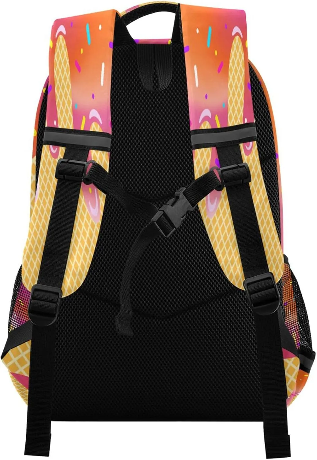 Beautiful Gradient Ice Cream Backpacks with Chest Strap,Lightweight Bookbags 17 Inch, Casual Daypack Bags