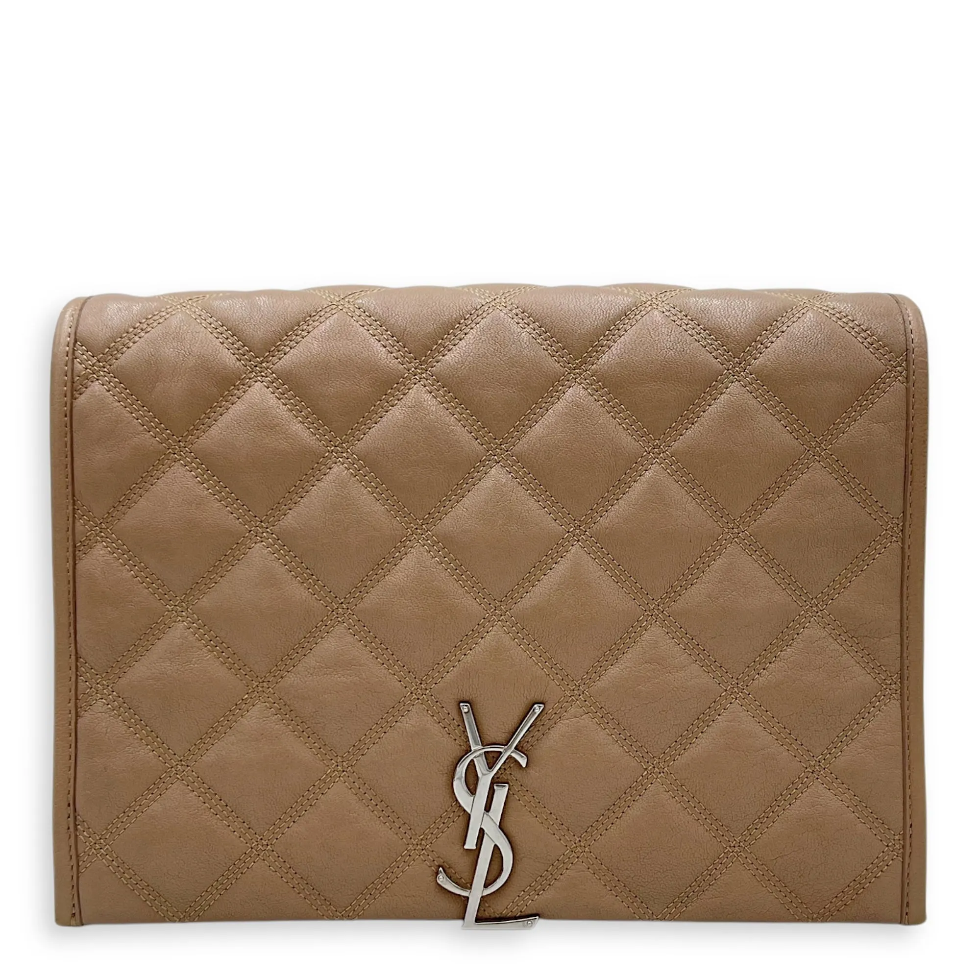 Becky Shoulder Bag Beige in Goat Leather, Silver hardware