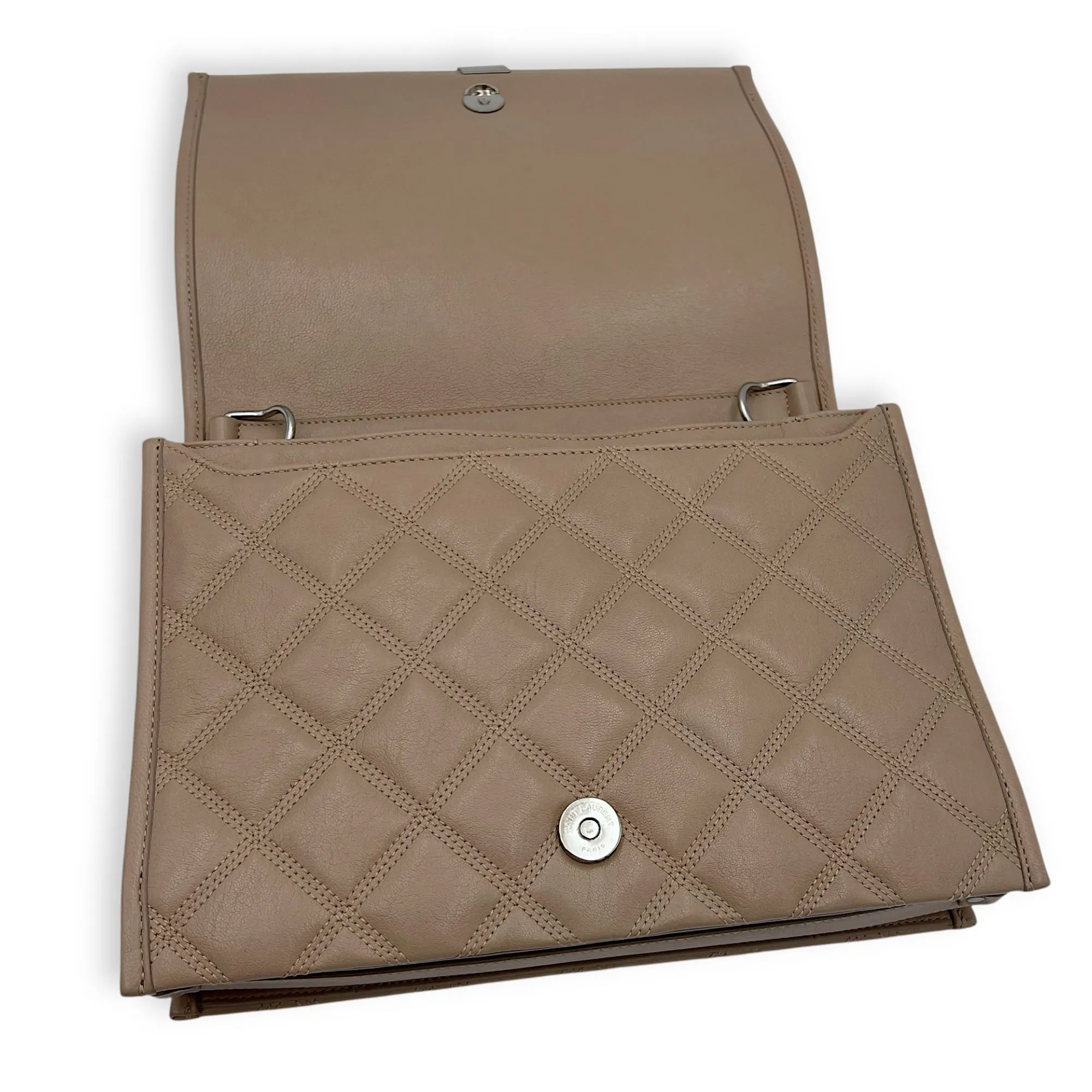 Becky Shoulder Bag Beige in Goat Leather, Silver hardware